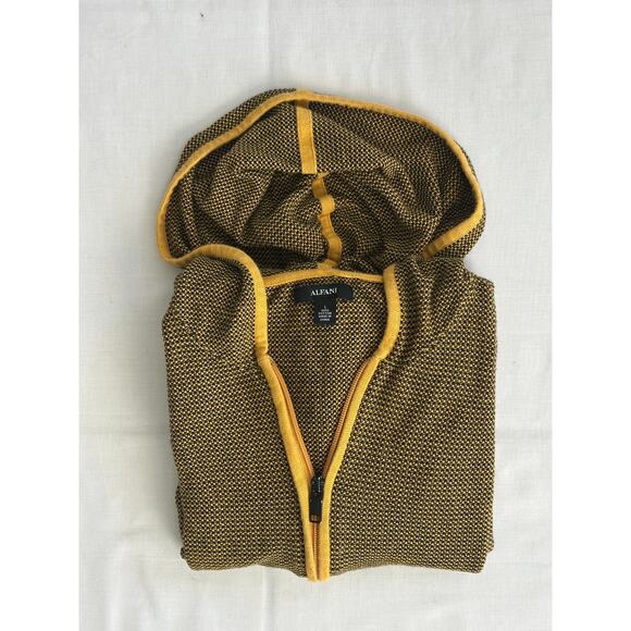 Alfani Mustard & Black Textured Zip-Up Hoodie (L) - Picture 6 of 6